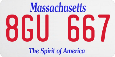 MA license plate 8GU667