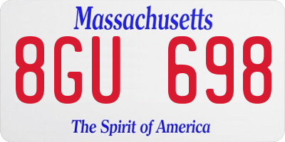 MA license plate 8GU698