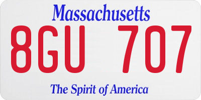 MA license plate 8GU707