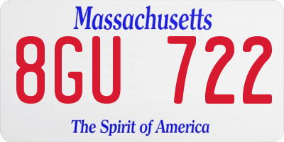 MA license plate 8GU722