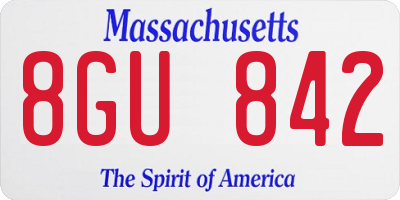 MA license plate 8GU842