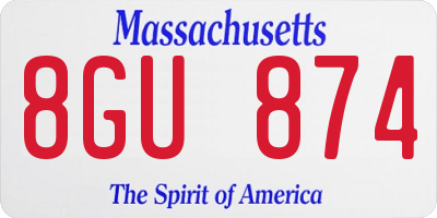 MA license plate 8GU874