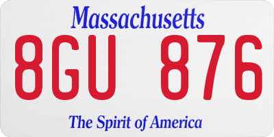 MA license plate 8GU876