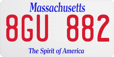 MA license plate 8GU882