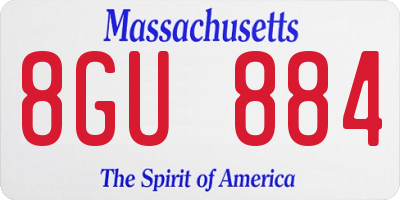 MA license plate 8GU884