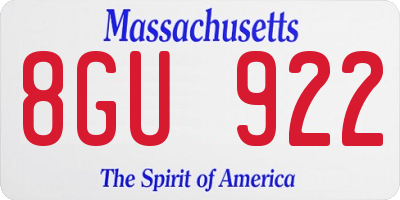 MA license plate 8GU922