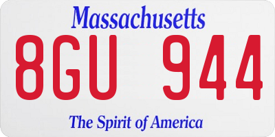 MA license plate 8GU944