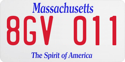 MA license plate 8GV011