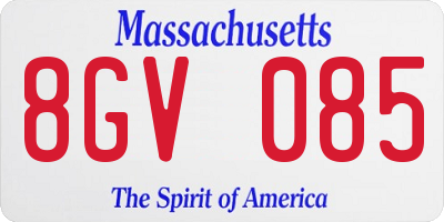 MA license plate 8GV085