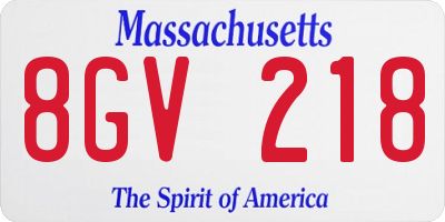 MA license plate 8GV218