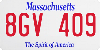 MA license plate 8GV409