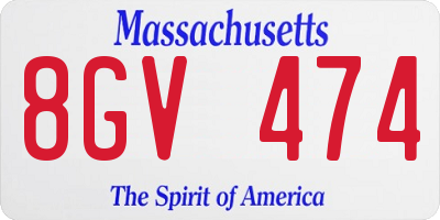 MA license plate 8GV474