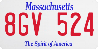 MA license plate 8GV524