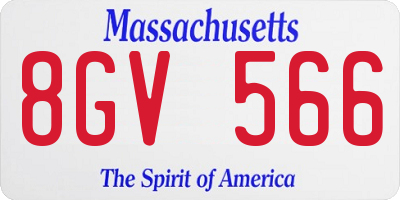 MA license plate 8GV566