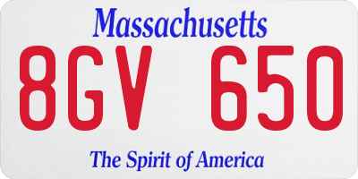 MA license plate 8GV650