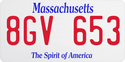 MA license plate 8GV653