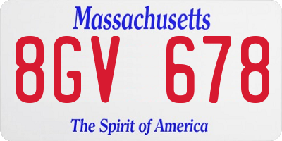 MA license plate 8GV678