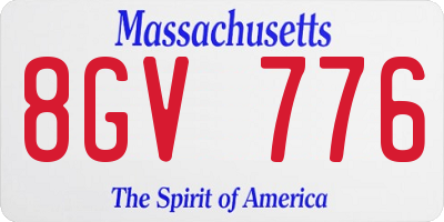 MA license plate 8GV776