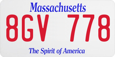MA license plate 8GV778