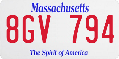 MA license plate 8GV794