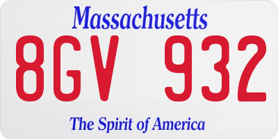 MA license plate 8GV932