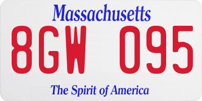 MA license plate 8GW095
