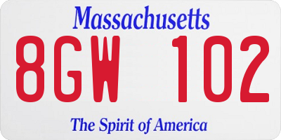 MA license plate 8GW102