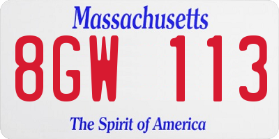 MA license plate 8GW113