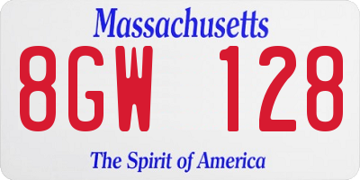 MA license plate 8GW128