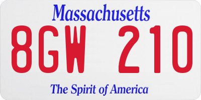 MA license plate 8GW210