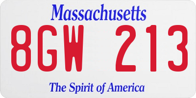 MA license plate 8GW213
