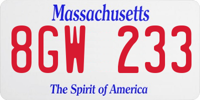 MA license plate 8GW233