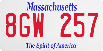 MA license plate 8GW257