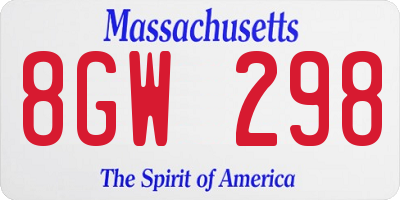 MA license plate 8GW298