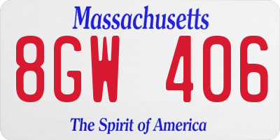 MA license plate 8GW406