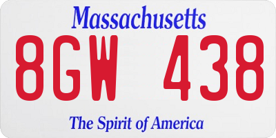 MA license plate 8GW438
