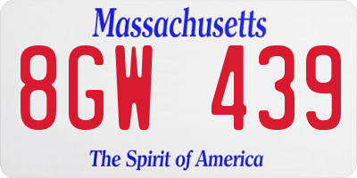 MA license plate 8GW439