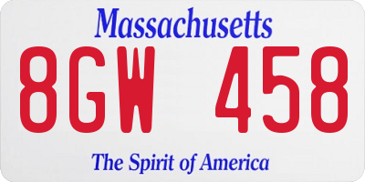 MA license plate 8GW458