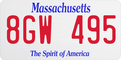 MA license plate 8GW495