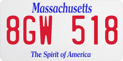 MA license plate 8GW518