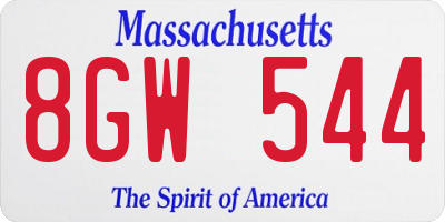 MA license plate 8GW544
