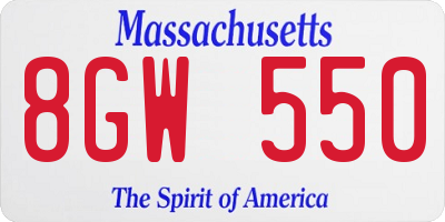 MA license plate 8GW550