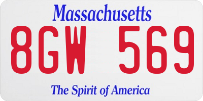 MA license plate 8GW569