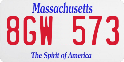 MA license plate 8GW573