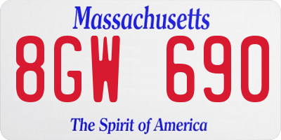 MA license plate 8GW690