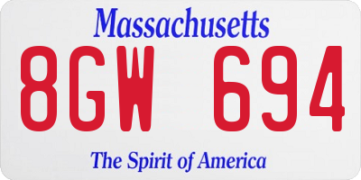 MA license plate 8GW694