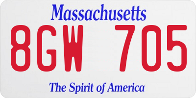 MA license plate 8GW705