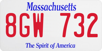 MA license plate 8GW732