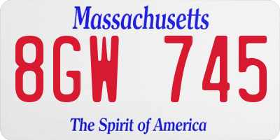 MA license plate 8GW745
