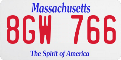 MA license plate 8GW766